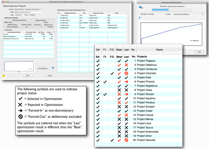 Project Portfolio optimization charts